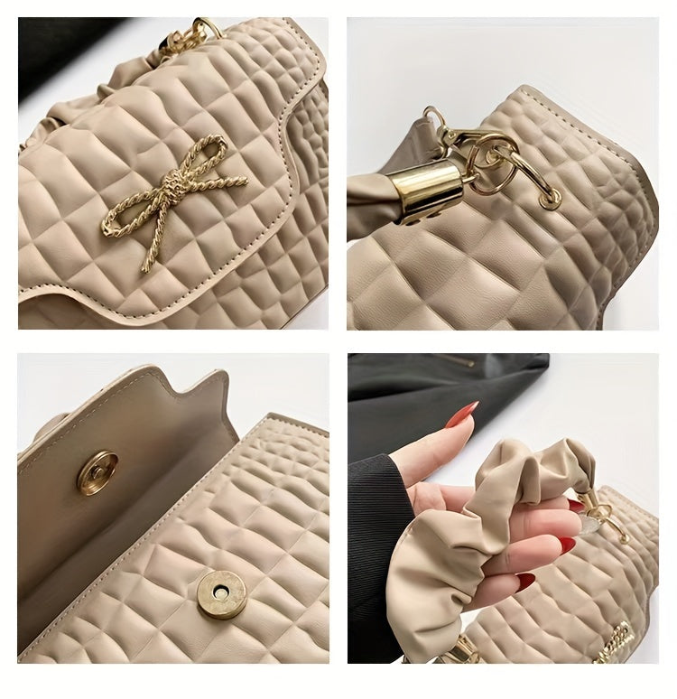 Vibrant Retro Crocodile Pattern Chic Shoulder Bag - Compact, Versatile, Fashionable, Everyday Wear with Bowknot Detail, Casual Street Style, and Chic Design - Perfect for Women's Daily Use
